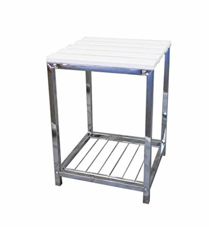ASPECT Square White Wooden Top,Chromed Base, Steel,30 x 30 x 42(H) cm