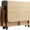 Mobile Folding Dining Table, Wood Drop Leaf Table, Space Saving Multi-use Table with Wheels, for Small Space Dining Room Kitchen,120 * 80 * 73cm