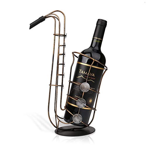 PIBM Stylish Simplicity Saxophone Style Wine Rack Bar Restaurant Home Decorations Creative Personality Metal Gold Retro Old Porch Desktop Ornamen