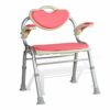 Bath Stools,Pink Bathing Chair Foldable Bathroom Shower with Backrest Stool Height Adjustable Bath Stool with Eva Foam Cushion Rotatable Handrail