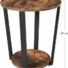 VASAGLE Side Table, Industrial Coffee Table, Round Sofa Table With Steel Frame, for Living Room, Bedroom, Stable and Simple Construction, Rustic