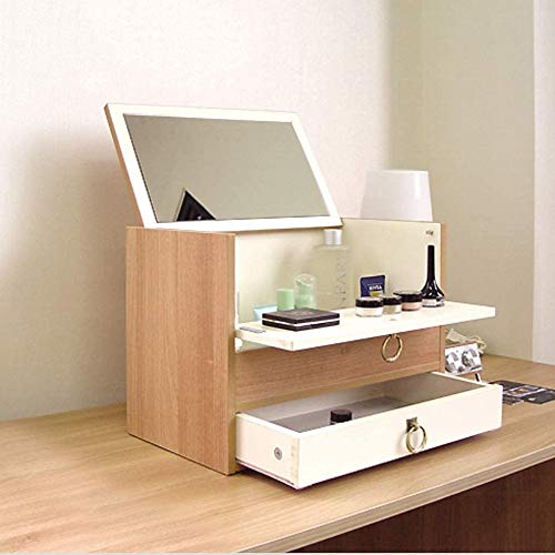 DINGZZ Tatami Mini Bay Window Dressing Table Small Apartment Wood Cosmetic Case Small Portable Organizer Makeup Case