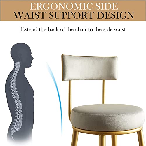 RTYHN Bar Stools Set of 2 Farmhouse Kitchen Breakfast Bar Stools Modern Chairs with Back Gold Metal Legs Bar Height Stools 26 inch Seat Height Co