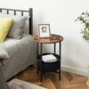 HOOBRO Round Side Table, Sofa End Coffee Drink Snack Table, Bedside Lamp Table with Removable and Washable Storage Basket, for Small Spaces, Livi