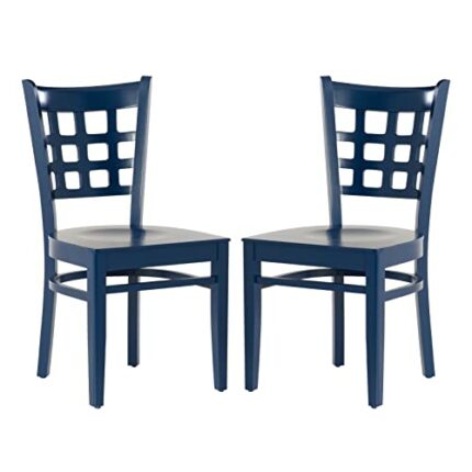 Linon Vanna Dining Side Chair, Solid Beechwood, Navy Blue