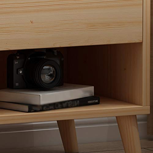 LUKEO Nordic Minimalist Bedside Table, Minimalist Bedroom Solid Wood Storage Cabinet