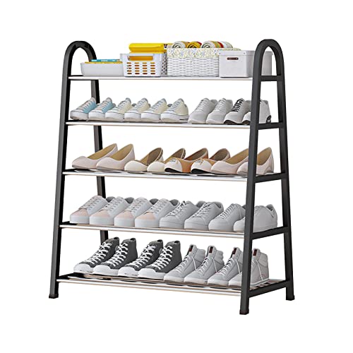 Free Standing 5-Tier Shoe Rack For Closet 15-20 Pairs Metal Shoe Organizer Easy Assembly Shoe Boxes Sturdy Shoe Shelf For Entryway, Garage, Bedro