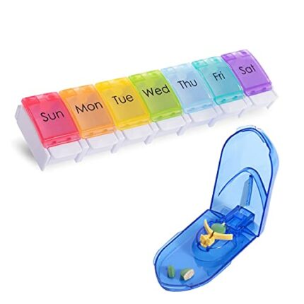 YKL 7-Day Portable Medicine Box Storage Box Does Not Contain Bpa Large-Capacity Spring-Type Weekly Storage Box, (Gift-Medicine Knife)...