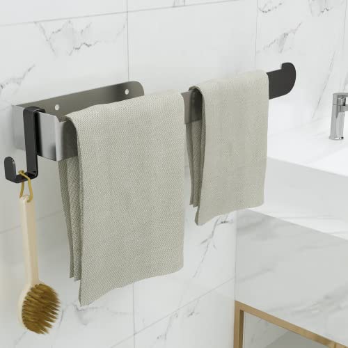 MOOWOOW Towel Holder, Self-adhesive Screws Dual Purpose, Waterproof Stainless Steel 37cm/14.5inch Bathroom Towel Rack Wall Mounted Towel Rails fo