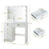 Saihemei Makeup Vanity Dressing Table with Sliding Mirror and Lights, Vanity Desk 3 Lighting Modes Brightness Adjustable with Lots Storage for Be