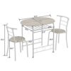 DINGZZ Dining Table Set Oak PVC (80x53x76cm) Baking Lacquer Couples Bending Back Breakfast Table (Table and Two Chairs) White