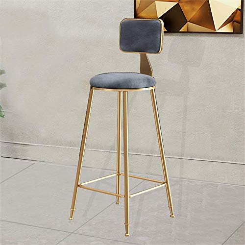AANAN Stools,Stool,Bar Stool Dinner Chairs Upholstered Barstool with Gold Iron Legs Footrest and Back for Breakfast Bar, Pub, Counter, Kitchen an
