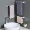 QUANJJ Towel Bar Wall-mounted Bathroom Towel Organizer Storage Rack Does Not Take Up Space Towels Rack for Bathroom Accessories (Color : Gray, Si