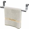 HapiRm Over the Door Towel Rail, Black Kitchen Towel Holder with Protective Pads, Stainless Steel Kitchen Towel Rail No Drilling, Rustproof Tea T