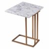 VERSANORA Teamson Home Extendable Side Sofa, End Table for Living Room, White Marble, Metal, Brass, Large