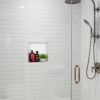 Bernkot Stainless Steel Shower Niche 12" X 12" White Rimless No Tile Needed Recessed Shower Shelf for Bathroom Storage