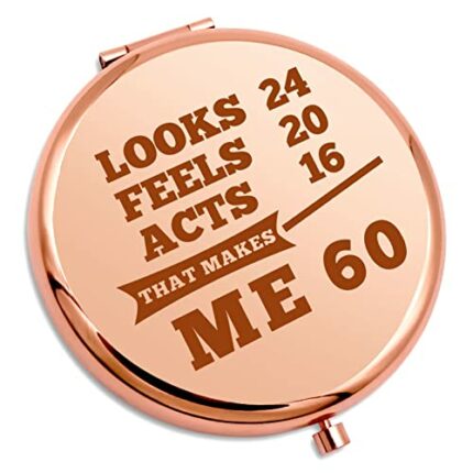 60th Birthday Gift for Women Grandma Travel Compact Mirror 60 Years Old Gift for Great Grandmother Mom Wife Sister Personal Makeup Mirror Mom Gif