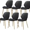 dining chair Kitchen Dining Room Furniture Chairs Dining Chairs Set Of 6 Vintage Dining Side Chairs PU Cushion Seat Bar Chairs Metal Legs Non-Sli