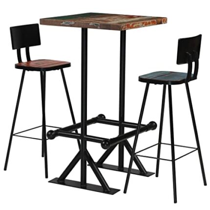 WALNUT Kitchen Bar Tables and Chairs Set Dining Room High Top Counter Height Table Set for 2 Solid Reclaimed Wood