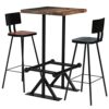 DINGZZ Kitchen Bar Tables and Chairs Set Dining Room High Top Counter Height Table Set for 2 Solid Reclaimed Wood