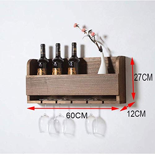 CZDYUF Wine Rack Wall Mounted Up to 5 Bottles Wine and 6 Glasses Storage Holder with Wood Books Shelf for Bar Home Kitchen