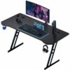 Play haha.Gaming Desk 120 x 60cm Large Computer Table PC Gaming Desk for Home Office, Metal Frame Gaming Table with Cable Tray and Headphone Hook