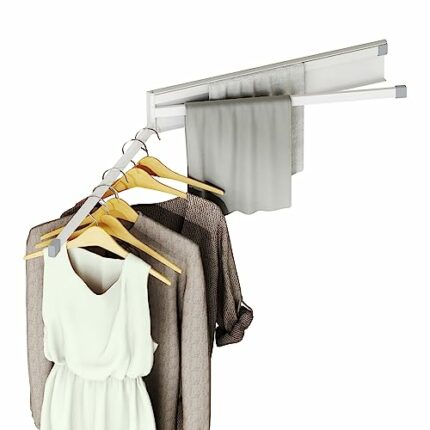 CHAHUANV Wall Mounted Towel Holder Rack,Towel Bar Swivel with 3-Arm,Space Saving Clothing Rack for Laundry,White