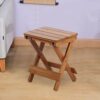 Smooth Edge Compact Folding Stool, Foldable Bamboo Folding Stool, Balcony Bedroom For Using In Your Living Room, Bathroom Bedroom, Garden, Study