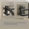 ANMEISH Self Adhesive Towel Rail 40cm,Anti Rust Aluminium Towel Rack with 2 Hooks,2 Tier Black Sticky Towel Holder,Double Wall Mounted Stick on T