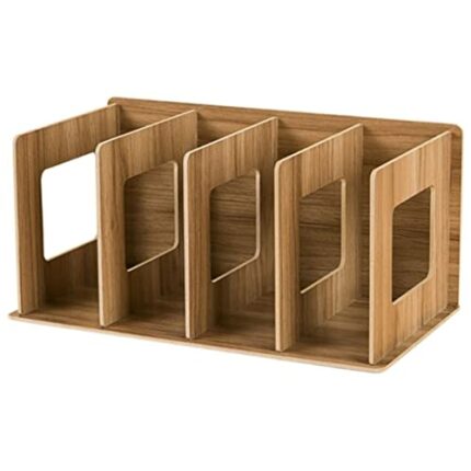 1PC Wooden CD Rack Desktop Book Storage Shelf Stand 4 Sections DIY DVD Organizer Cherry Wood