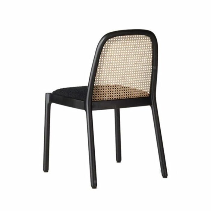 JJZXD Rattan Dining Chairs Designer Solid Wood Restaurant Chair Minimalist Backrest Single Chair Dining Room Furniture
