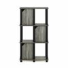 Furinno Brahms 4-Tier Storage Shelf with 3 Doors, French Oak Grey/Black