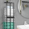 BARONAGE Towel Storage Wall Mounted, Bath Towel Rack 75cm High Capacity Towel Holder 3 Bar Rail for Rolled Salon Towels Bath Sheets - Black