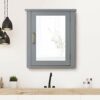 Teamson Home Wooden Bathroom Medicine Cabinet, Bathroom Wall Mirrored Cabinet, Removable Storage Cabinet, Adjustable Shelf, Grey, Mercer Collecti