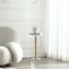 Artmaze Clear Acrylic End Table,Side Table,Brushed Brass Metal,Round,for Office, Living Room and Bedroom,Easy Assembly,12x12 inch，21.3 inch high