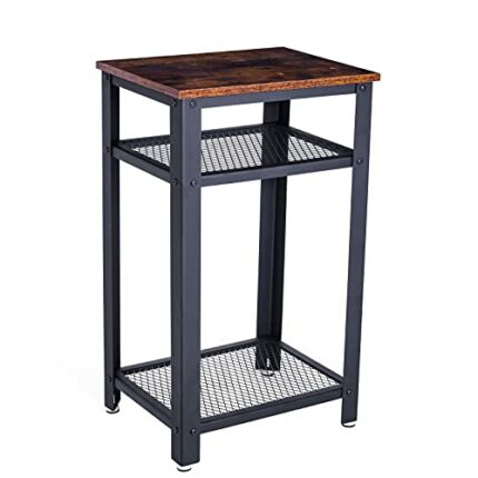 KOVOME Accent Industrial Side Table with Metal Storage Shelves, for Office or Living Room