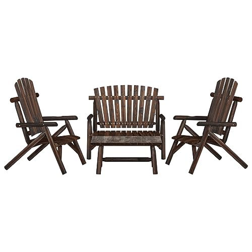 vidaXL Garden Lounge Set 4 Piece, Table and Chairs for Patio Terrace, Outdoor Lounge Set for Leisure Time, Coffee Table, Solid Wood Spruce
