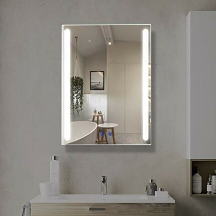 SkiPdr 800 X 600Mm Backlit LED Illuminated Bathroom Mirror, Dimming Function/Sensor Touch Switch/Anti-Fog /IP44 Waterproof, Used in Bathroom Bedr