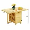 XJWWW-URG Wood Color 1.2M Dining Table Folding Drop Leaf Butterfly Solid Wooden Kitchen Furniture Natural Wooden (only Folding Table) XJWWW-URG