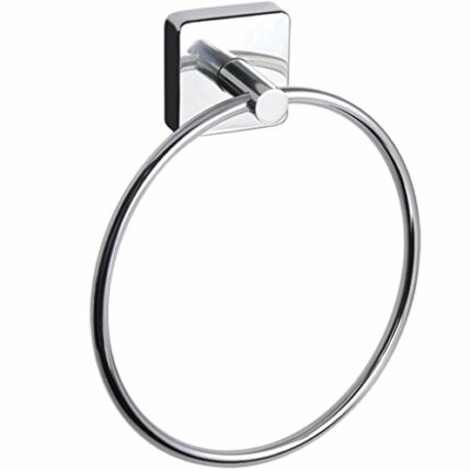 Kapitan Quattro Towel Ring Stainless Steel Bathroom Towel Hanger Holder 6.70 inches/ 17cm, AISI 304 18/10, Polished Finish, Square Style, Wall Mo