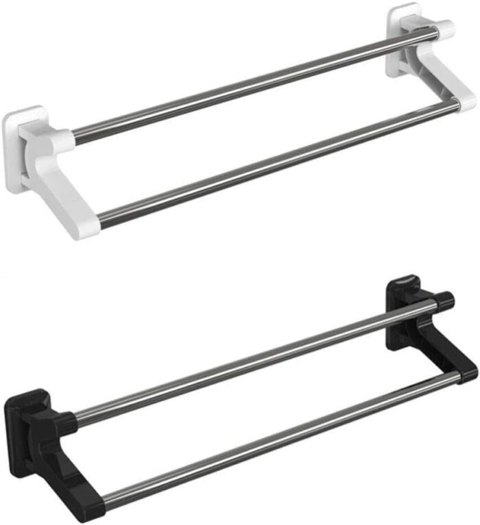 Bathroom, Stainless Steel Double Pole Towel Holder, Wall Mounted Towel Rack, Durable Bathroom Towel Rail Bar Modern Minimalist Creative Towel Rac