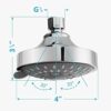 Shower Head, High-Pressure Rain Fixed Showerhead Rainfall 5-Setting with Adjustable Metal Swivel Ball Joint, Bathroom Showerhead 4 Inch High Flow