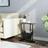 YUSONG H Vintage Narrow Side Table with Magazine Fabric Storage,Nightstand Modern Industrial Sofa End Table for Living Room, Bedroom, Grey Oak