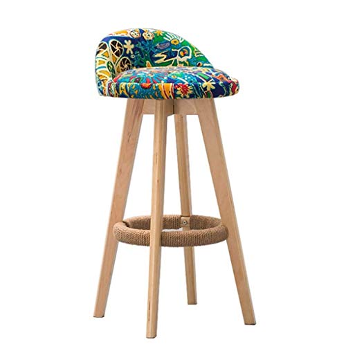 LUKEO FurnitureR Bar Chair Pub Bar Height Barstool Industrial Dining Bar Stools Chairs with PP Seat Backrest and Wooden Leg Set of Bar