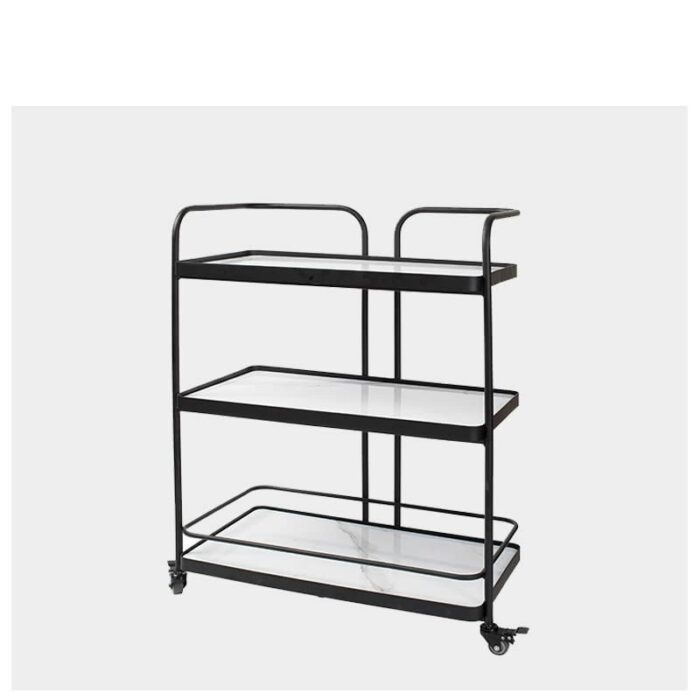 QUANJJ Nordic Style Household Mobile Trolley Kitchen Dining Room Three-tier Shelf Hotel Commercial Trolley Wine Cart