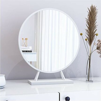 Nordic White Round Round Mirror Desktop Mirror Dressing Table Against The Wall Desktop Queen Bedroom Bathroom Mirrors30/ 40 / 50cm (Color : White