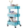 MIAOHY 3 Tier Rolling Cart With Wheels Metal Utility Cart Storage Organizer Trolley Cart For Kitchen Bathroom (Color : White-style, Size : 1pcs)