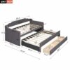 WALNUT Grey Twin Size Upholstered Daybed With Trundle And Three Drawers,for Indoor Living Room, Bedroom Furniture