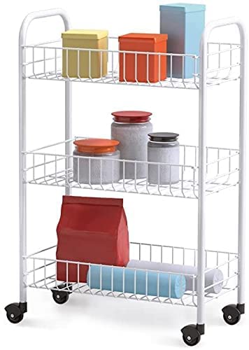 GREY LOOK 3 Tier White Fruit Vegetable Rack Storage Stand with Wheels CART Trolley Kitchen