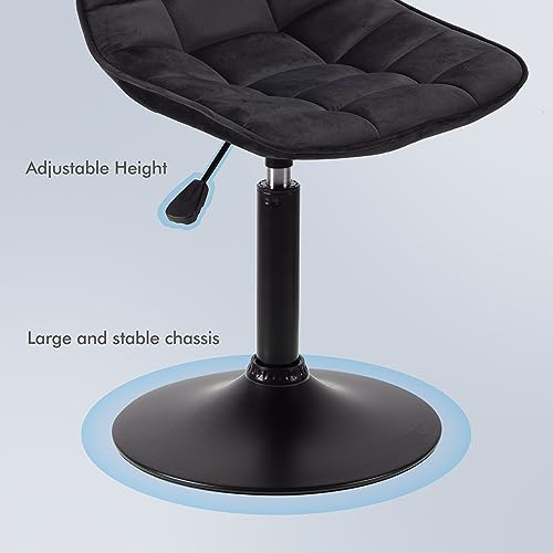 T-THREE.Dresser Stool, Swivel Chair, Barstool Set of 2,Suede, Adjustable Pneumatic Lift for Kitchen, Counter, Home, Dressing Room and Bar(Black)